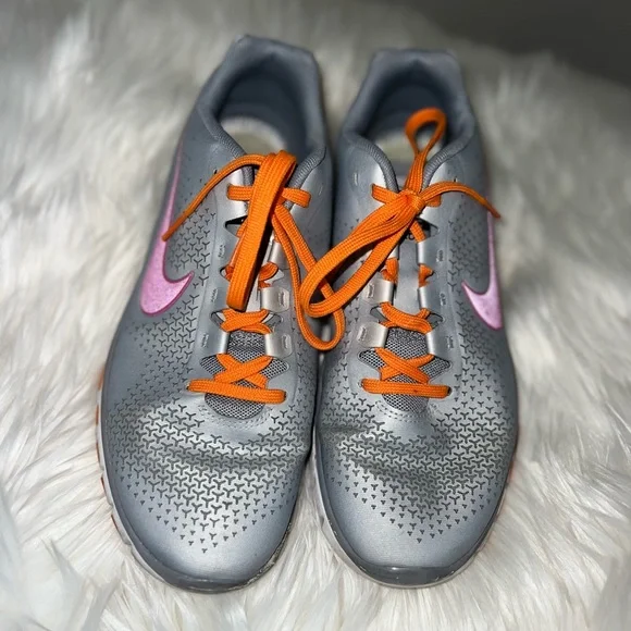 Running Shoes Free Orange Grey Nike Free Run V4 Women Size US
